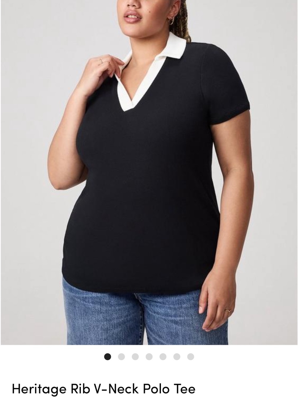#T212- NWT - torrid Black V-Neck Polo Tee with White Collar- 2X